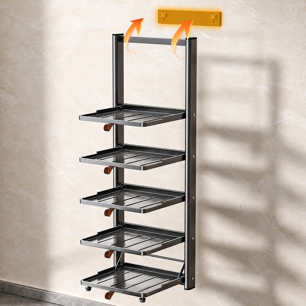 Foldable Multi-Tier Carbon Steel Preparation Tray Rack