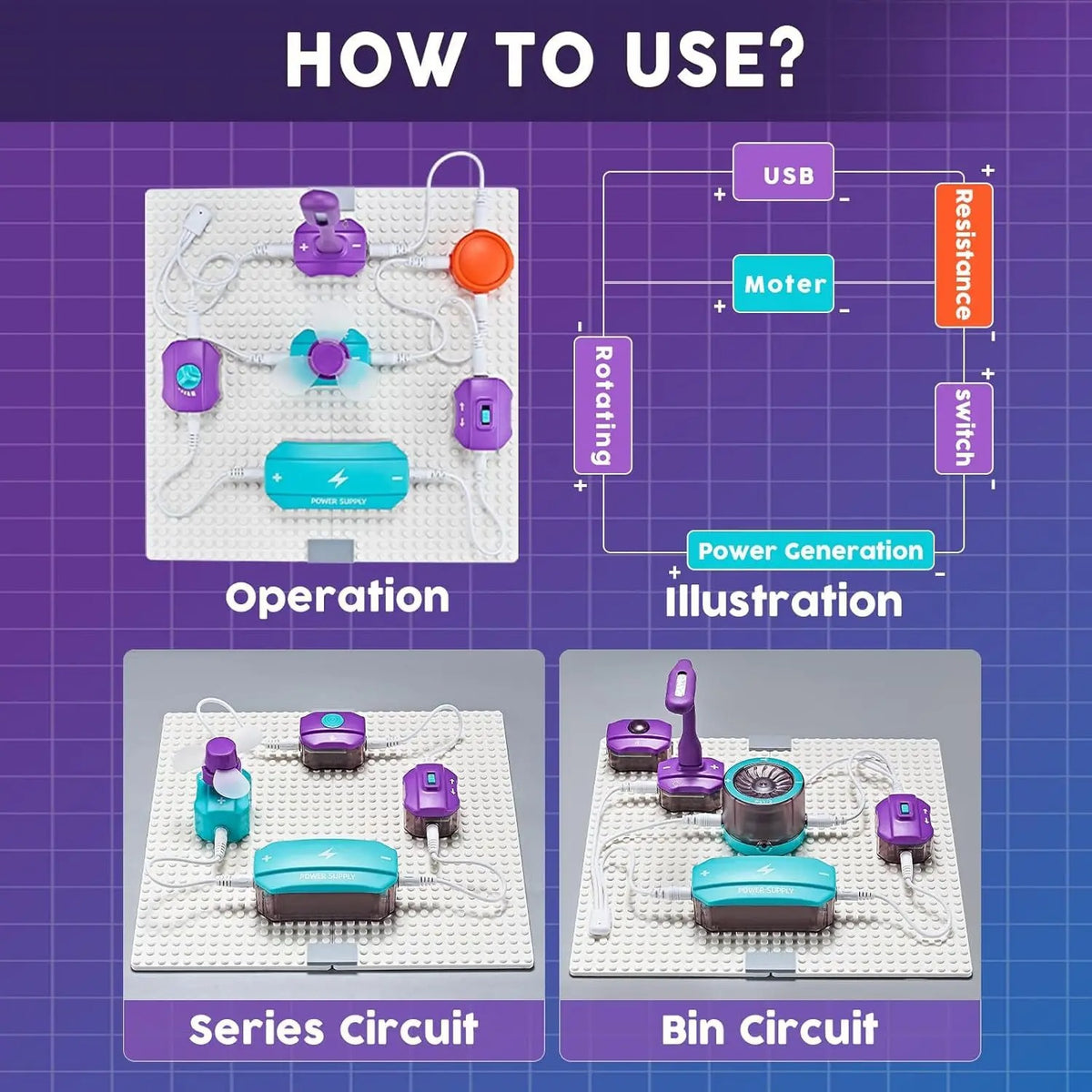 Kids Activity  Electronic Circuit Building Blocks Kit